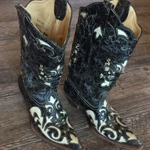 Ladies Corral Vintage Lizard Overlay Boots